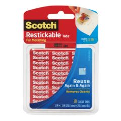 Scotch® Restickable Tabs R100, 1 in x 1 in, 18 squares