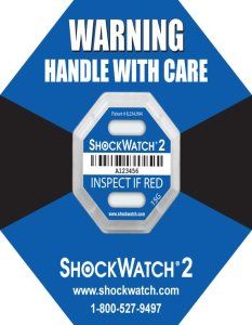 ShockWatch 2 - 15G  -Serialized, includes framing label